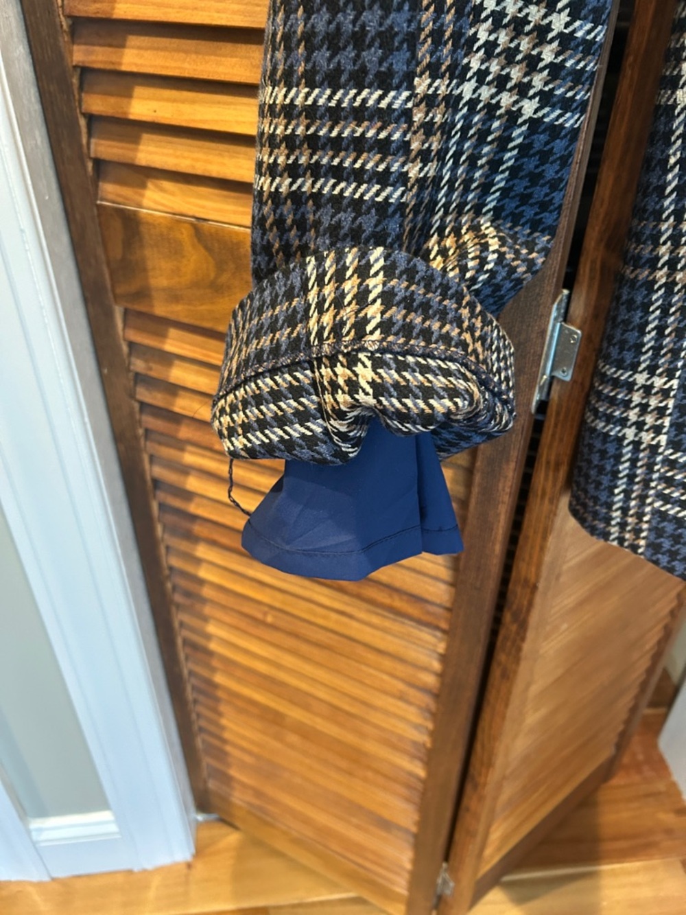 Boston Proper Navy, Brown & Cream Plaid Double-Breasted Suit Set - Picture 10 of 15